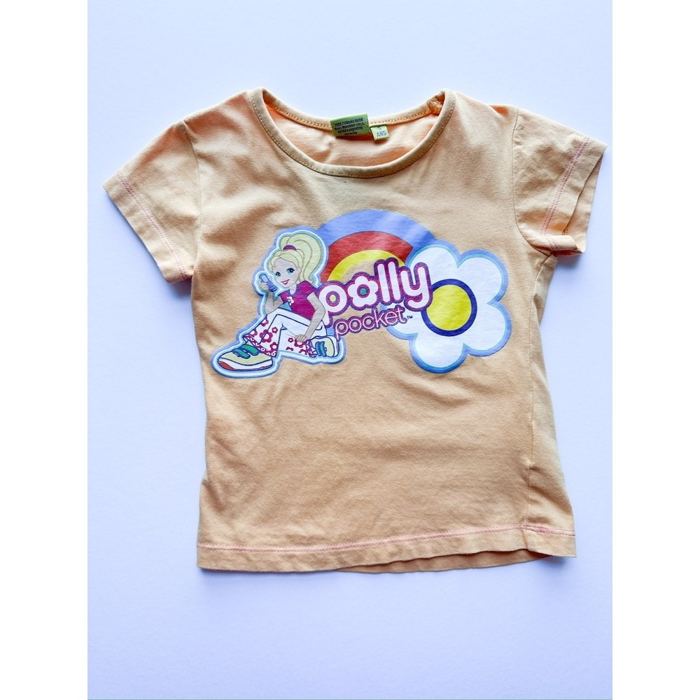 2009 Polly Pocket T Shirt Kids Girls Size 5 Orange Graphic Tee Retro